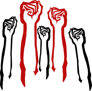 http://pixabay.com/en/fists-sky-red-black-fight-311162/