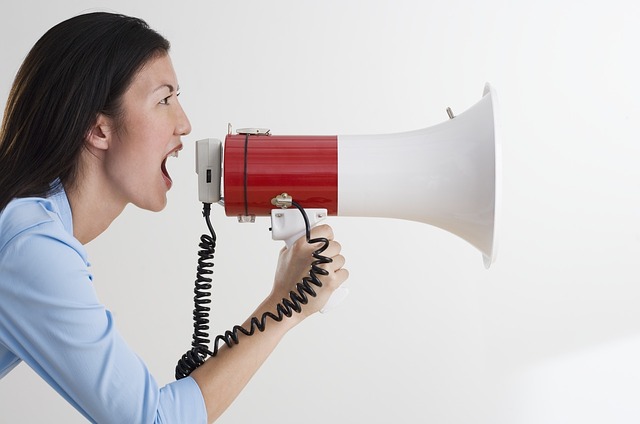 http://pixabay.com/en/megaphone-shout-action-call-scream-50092/