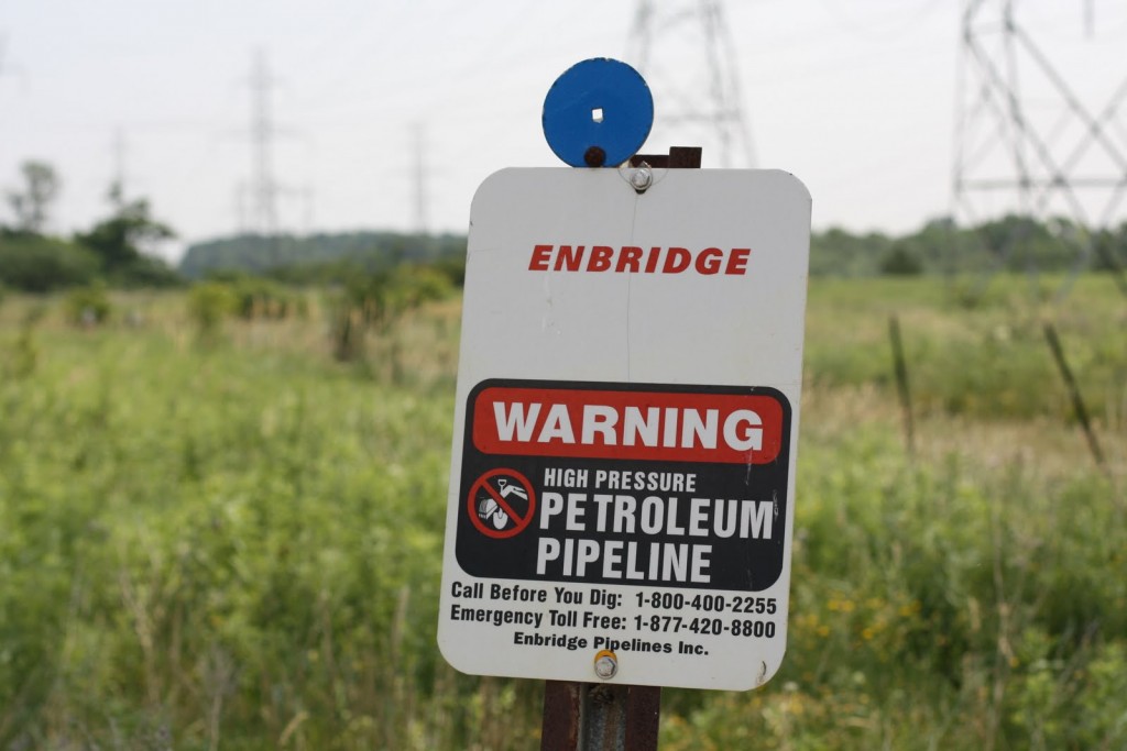 warning sign about high pressure petroleum pipeline