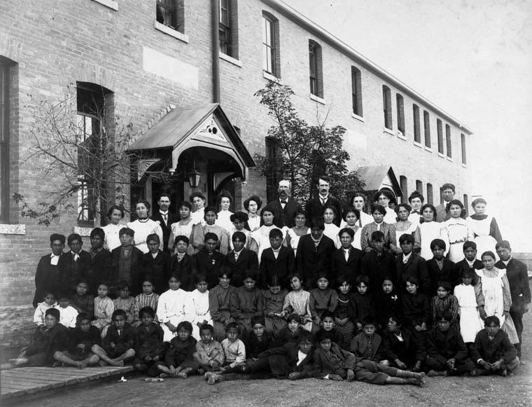 picture of students and staff in residential school