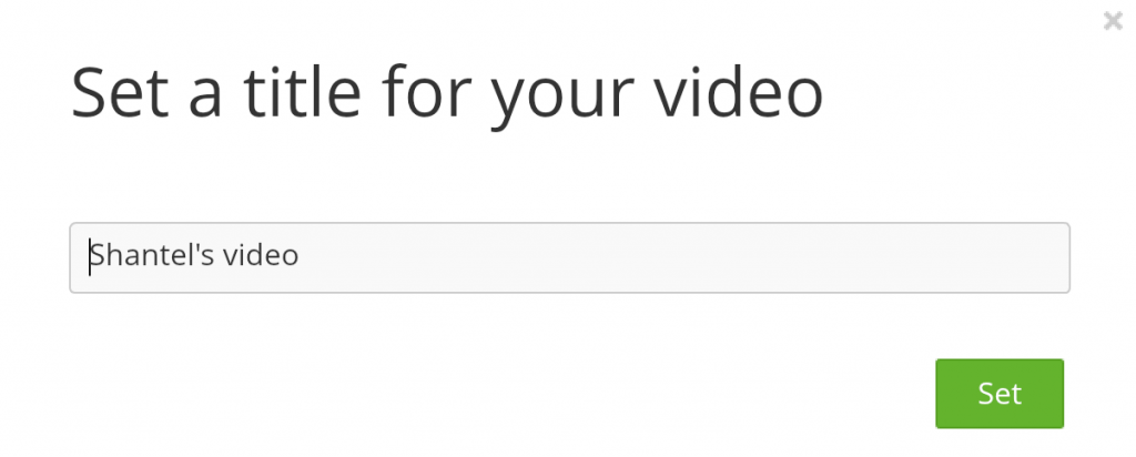screenshot of "set a title for your video "