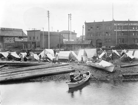 Figure 4. First Nations people camped on Alexander Street beach at foot of Columbia Street by Major James Skitt Matthews (http://searcharchives.vancouver.ca/first-nations-people-camped-on-alexander-street-beach-at-foot-of-columbia-street) is in the public domain (http://en.wikipedia.org/wiki/Public_domain)