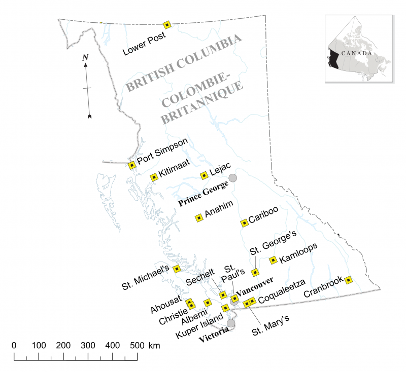 Figure 2. Locations of Residential Schools