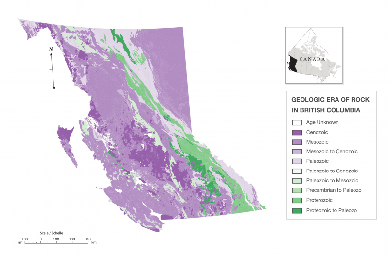 Figure 2. Geologic era of rock in British Columbia