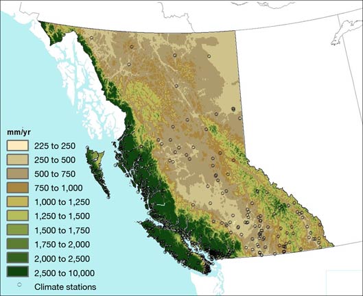 Figure 4. Annual precipitation in British Columbia.
