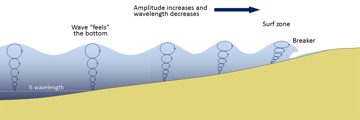 The waveform of a water surface wave caused by a single source.