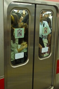 Figure 3.2. How would a visitor from a rural Canadian town act and feel on this crowded Tokyo train? (Photo courtesy of simonglucas/flickr)