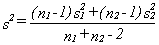 Formula for pooled variance