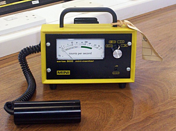 A Geiger counter is a common instrument used to detect radioactivity. Source: “Geiger counter” by Boffy B is licensed under the Creative Commons Attribution-Share Alike 3.0 Unported license.