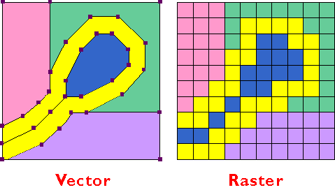 Vector map (left) and Raster map (right)