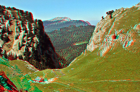 Anaglyph stereo image of French Alps