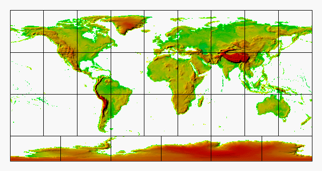 World terrain map generated from GTOPO30 data