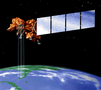 Rendition of a satellite over Earth