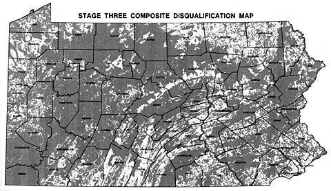Stage three composite disqualification map of Pennsylvania