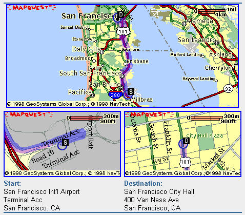 Screenshot of MapQuest maps