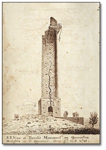 Brock's Monument after the bombing of 1840.