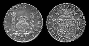 BNA colonies used the Spanish dollar (pictured here) as the basis of their currency. Each dollar was worth 8 shillings, hence "pieces of eight." In 1861 Canada, Nova Scotia, and New Brunswick went to the American dollar/decimal system. Newfoundland developed its own system.