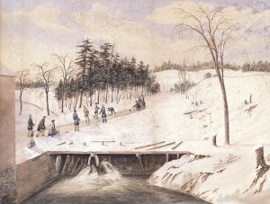 Curling on the Don River in Toronto, 19th century. Painting by John G. Howard.  (Source: Library and Archives Canada.)
