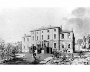 Government House, Halifax, 1819.  This was the home of the Governor and thus the seat of government for the colony. (Source: Library and Archives Canada)