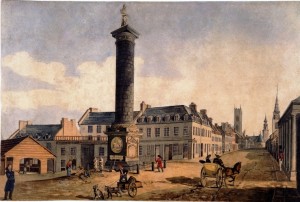 The Nelson Monument in Montréal, ca. 1830. Painting by Robert A Sproule.
