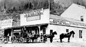 The Cariboo Wagon Road made possible the much more rapid movement of people, goods, and colonial power through the interior of British Columbia. (BC Archives)