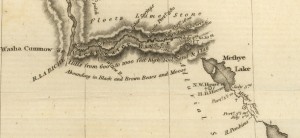 A detail from a map arising from John Franklin's disastrous 1819-20 expedition from Hudson's Bay to the Mackenzie Delta. Note the presence of NWC and HBC posts on Methye Lake.