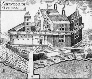 The Québec "habitation," established by Champlain c.1608.