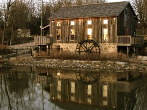 Waterpowered grist mills (like this one near Waterloo, ON) were common features in the BNA countryside.
