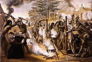 The martyrdom of Brebeuf, a Jesuit, at the hands of the Haudenosaunee in 1649. It was this kind of sacrifice that many of the colonial clergy sought for themselves.