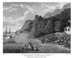 The Launch of the North West America at Nootka Sound shows Europeans (presumably John Meares) and Aboriginal observers, but the Chinese labourers who built the ship are conspicuous by their absence. 