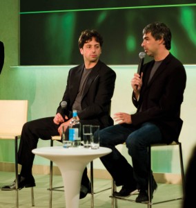 Figure 6.12 The Google corporation cofounders Larry Page and Sergey Brin are good examples of transformational leaders who have been able to see new visions and to motivate their workers to achieve them. Source: Schmidt-Brin-Page of Joi Ito, http://commons.wikimedia.org/wiki/File:Schmidt-Brin-Page-20080520.jpg used under CC BY 2.0 license (http://creativecommons.org/licenses/by/2.0/deed.en)