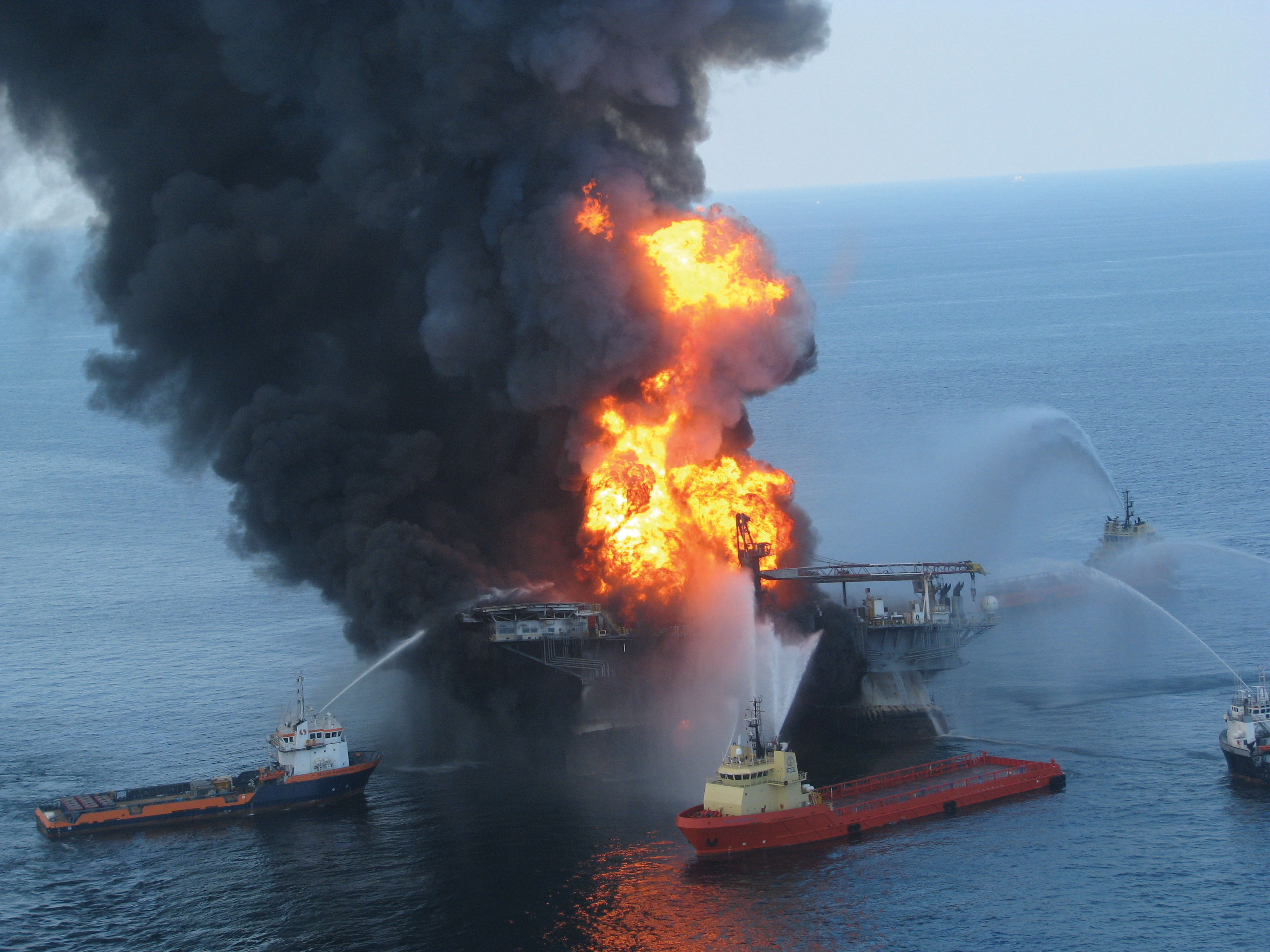 Deepwater Horizon Offshore Drilling Unit on Fire