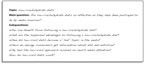 Topic: Low-carbohydrate diets. Main question: Are low-carbohydrate diets as effective as they have been portrayed to be by media sources? Subquestions: Who can benefit from following a low-carboyhydrate diet? What are the supposed advantages to following a low-carbohydrate diet? When did low-carb diets a &quot;hot&quot; topic in the media? Where do average consumers get information about diet and nutrition? Why has the low-carb approach received so much media attention? How do low-car diets work?