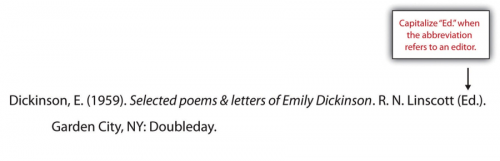 Dickinson, E (1959). Selected poems and letters of Emily Dickinson. R.N. Linscott (Ed). Garden City, NY: Doubleday.