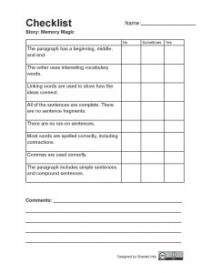 Appendix 2: Writing Assessment Checklists – BC Reads: Adult Literacy ...