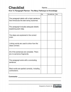 Appendix 2: Writing Assessment Checklists – BC Reads: Adult Literacy ...