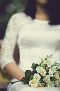 a bride holding bouquet