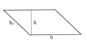 Parallelogram with height h, base b, and side height h1.
