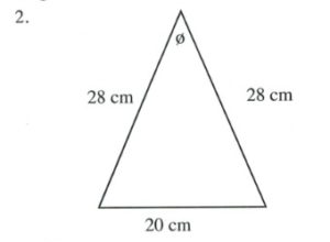 Triangle with sides of 28, 28 and 20