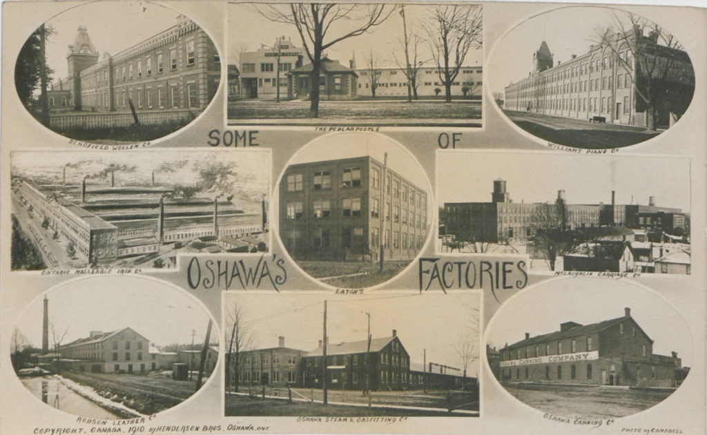 Collage of Oshawa factories. Text: &quot;Some of Oshawa&#039;s Factories.&quot;