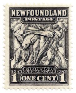 One-cent Newfoundland stamp depicting cod.