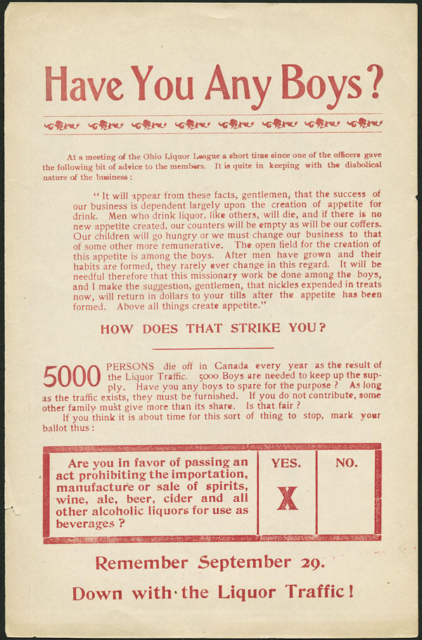 A pamphlet promoting prohibition. Long description available.