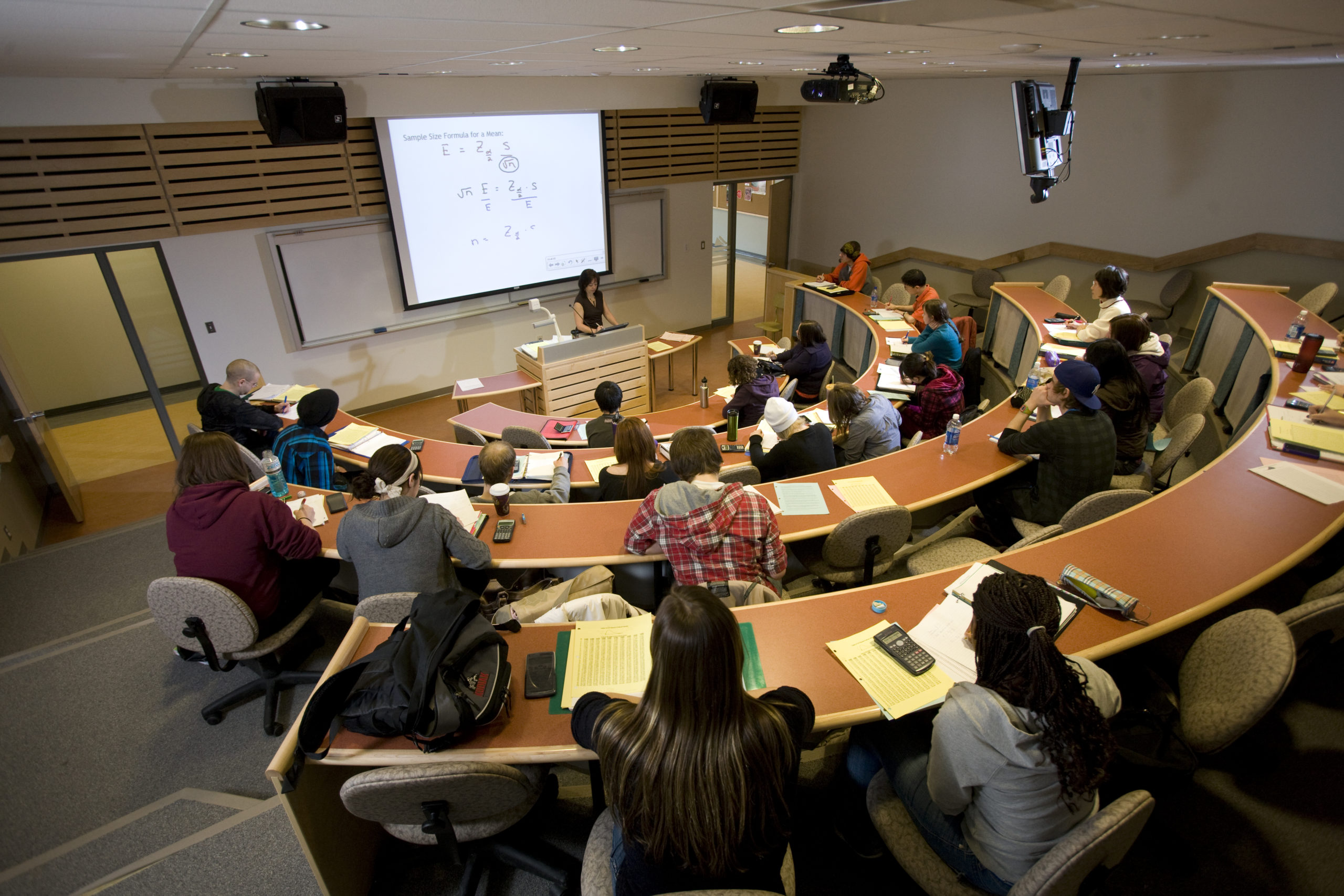 "Students in a classroom learning math at College of the Rockies."