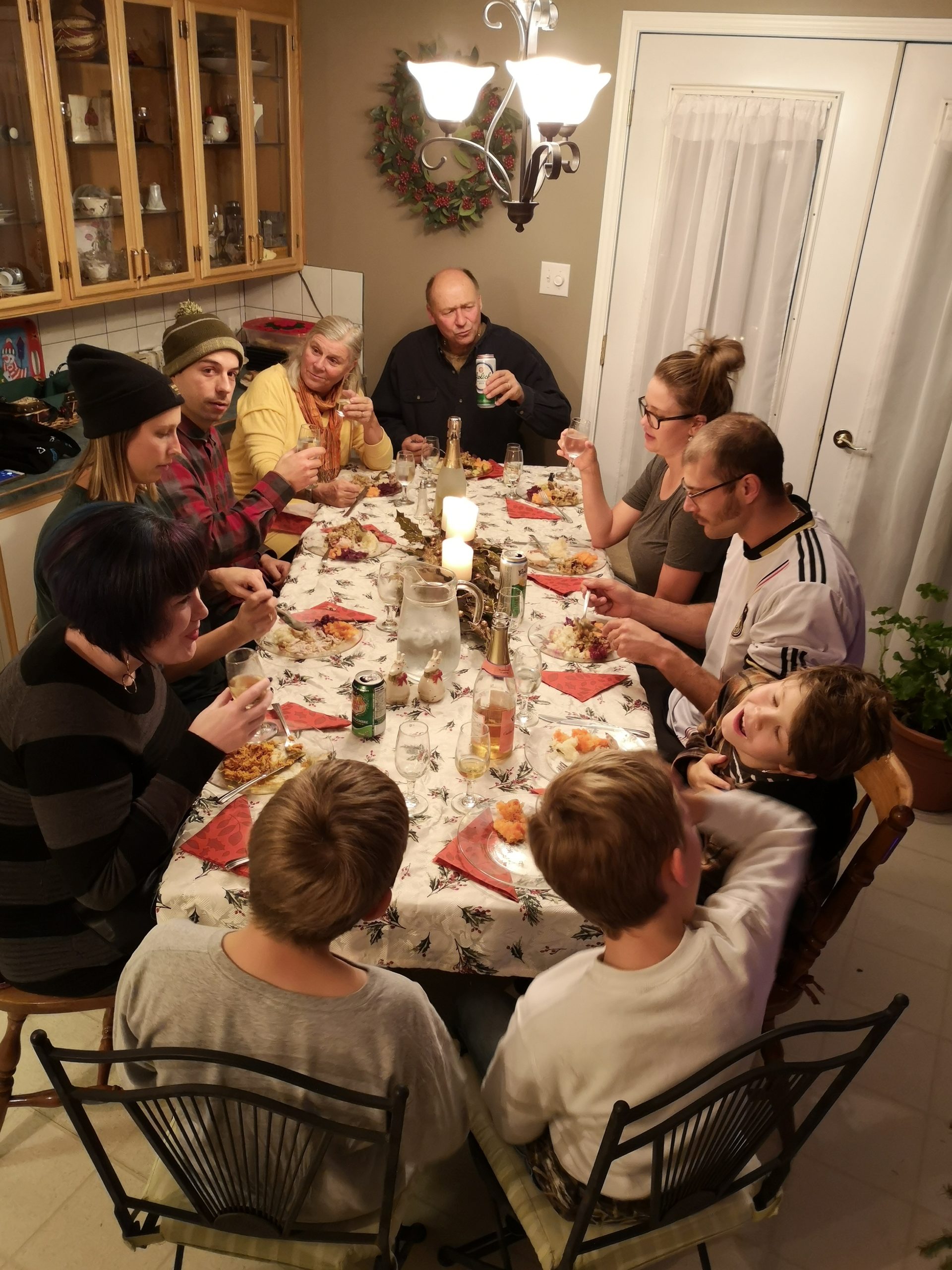 eating dinner together at the table