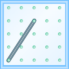 The figure shows a grid of evenly spaced dots. There are 5 rows and 5 columns. There is a rubber band style loop connecting the point in column 1 row 5 and the point in column 3 row 2.