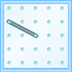 The figure shows a grid of evenly spaced dots. There are 5 rows and 5 columns. There is a rubber band style loop connecting the point in column 2 row 2 and the point in column 3 row 3.