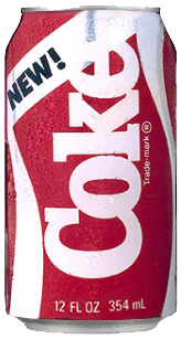 A coke can with the word "New" across the top.