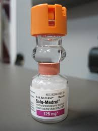 A vial of methylprednisolone.
