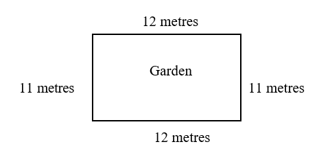 a rectangular shape garden whose sides are 11 metres, 12 metres, 11 metres and 12 metres