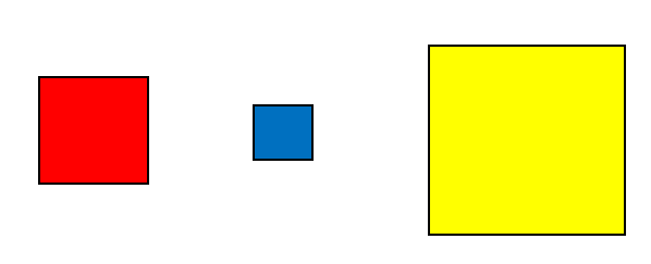 three different sized circles in different colours